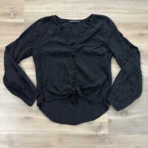 Abercrombie & Fitch Black Blouse Long Sleeve Top Shirt Women Size Small